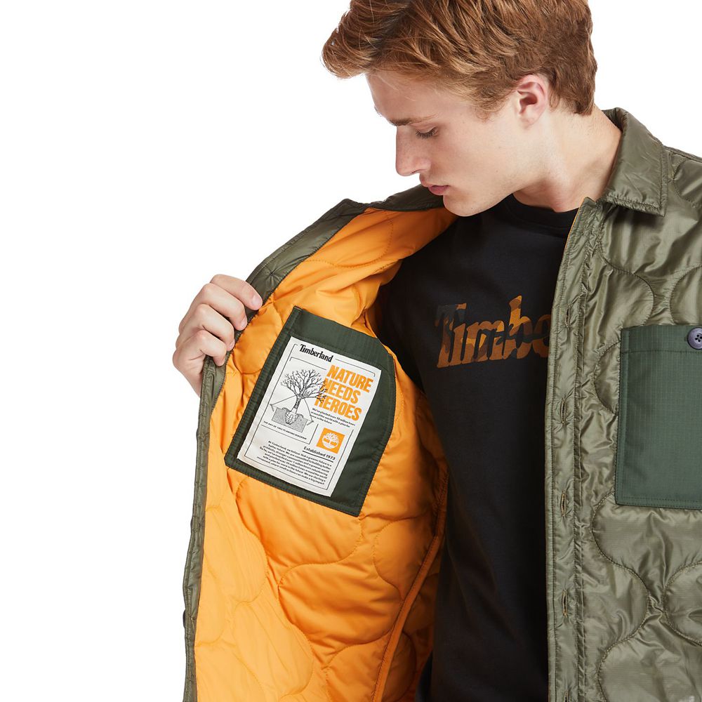 Jaqueta Masculino - Timberland Heritage Long-Sleeve Onion-Quilted Shirt - DZMRF7065 - Verde Oliva